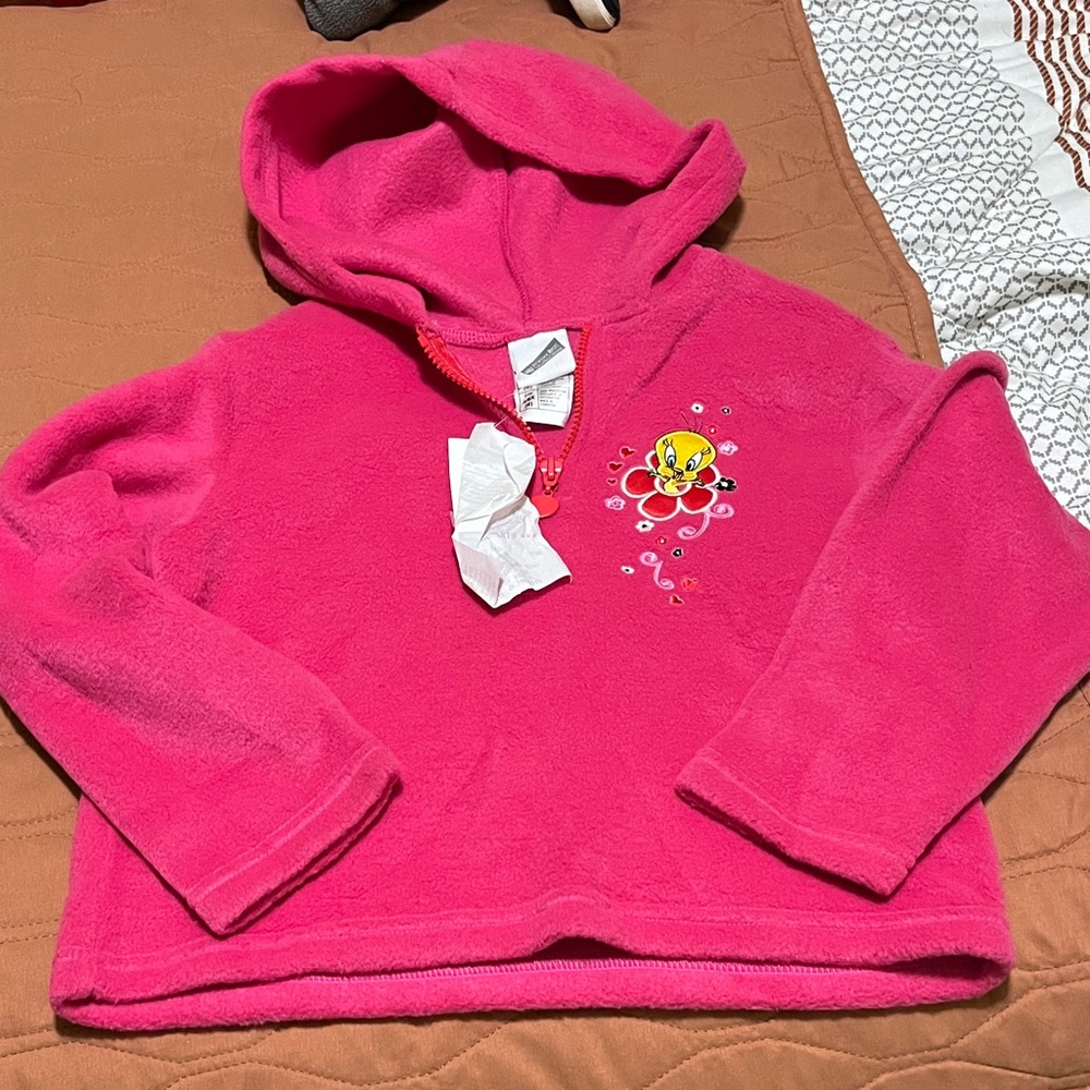 Pink Tweety Bird Hoodie vintage from 2000 6x girls fleece NWT